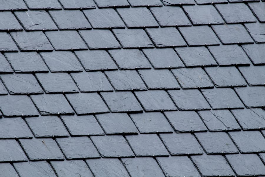 New Slate Roof, Slate Texture, Perfect Shape. Slating Roof. Grey Colors.